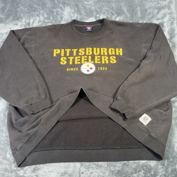Vintage Pittsburgh Steelers Sweatshirt Men 3XL Brown Logo NFL Gridiron Fleece 33